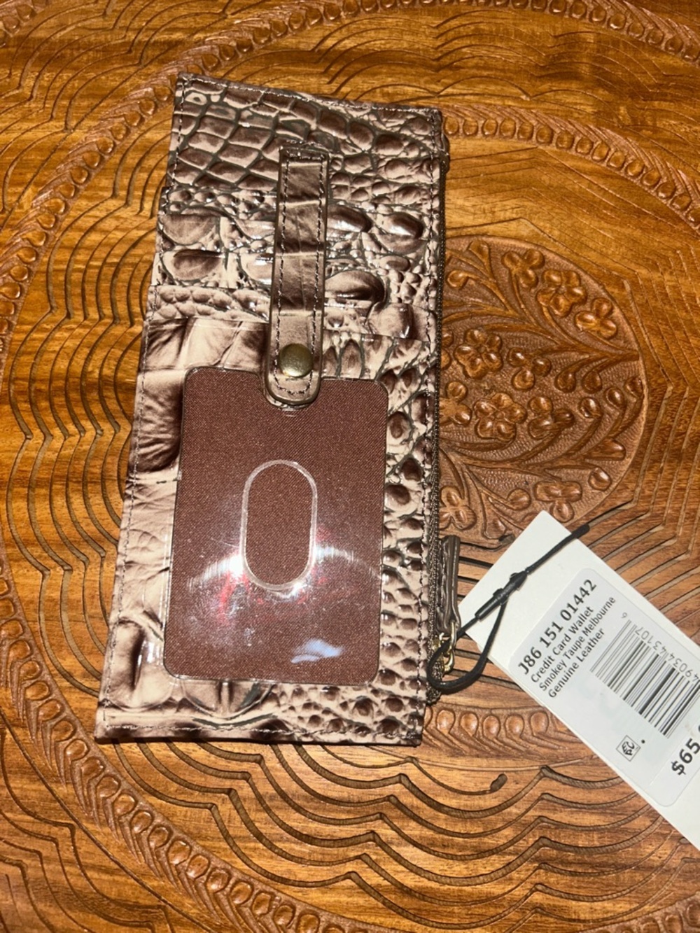 Brahmin Smokey Taupe credit card leather wallet NWT